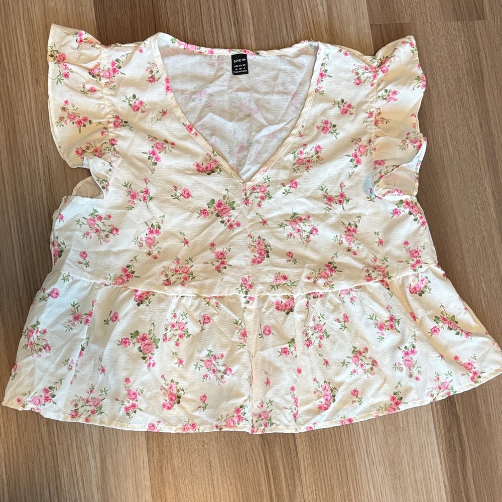 SHEIN White Floral Blouse